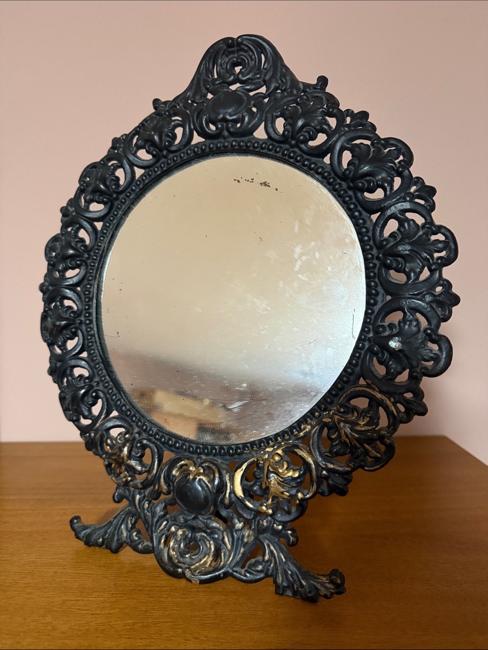 vintage J&M cast iron vanity mirror